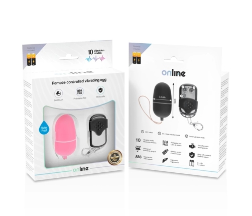 ONLINE Remote Control Vibrating Egg M Pink - 10 Modes, Waterproof, ABS