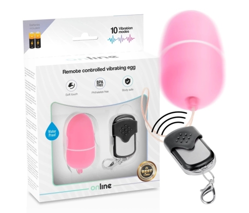 ONLINE Remote Control Vibrating Egg M Pink - 10 Modes, Waterproof, ABS