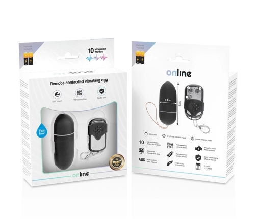 ONLINE Remote Control Wireless Vibrating Egg L Black 10 Modes ABS