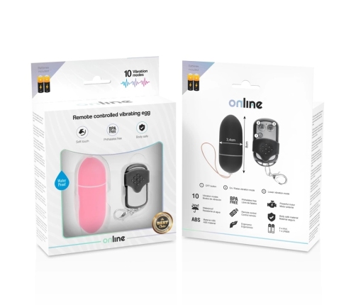 ONLINE Remote Control Vibrating Egg L Pink, 10 Modes, Waterproof ABS