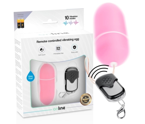 ONLINE Remote Control Vibrating Egg L Pink, 10 Modes, Waterproof ABS
