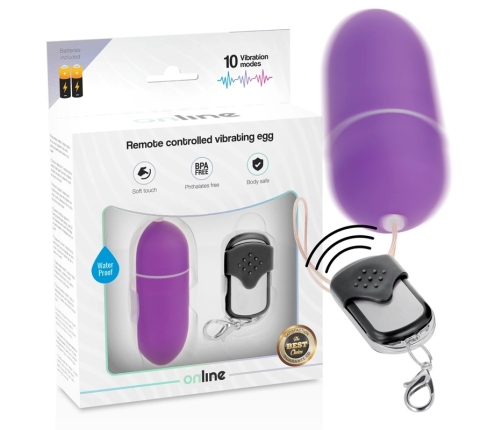 ONLINE Vibrating Egg L Wireless Remote Control Purple 8cm ABS