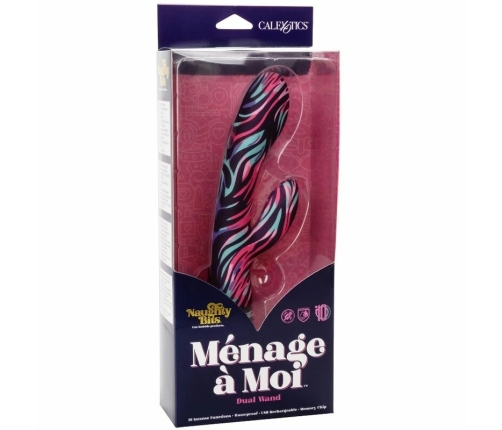 CalExotics Menage a Moi Dual Wand - Waterproof 10-Mode USB Massager 21cm