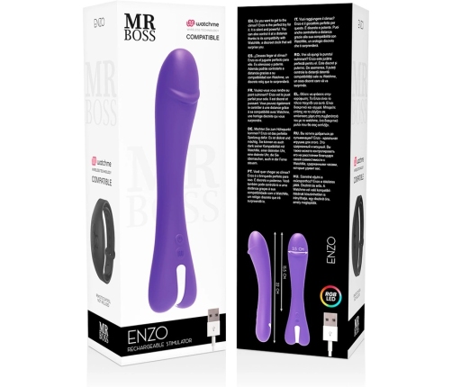 MR BOSS Enzo Wireless Intimate Device Purple 22cm Silicone USB