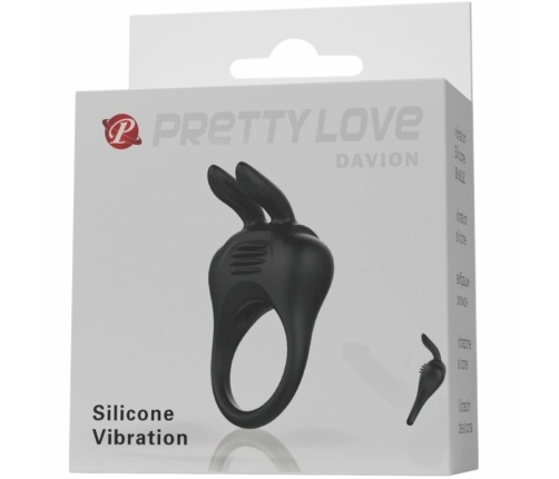 Pretty Love Davion Silicone Vibrating Ring - Black, Adjustable Fit