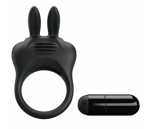 Pretty Love Davion Silicone Vibrating Ring - Black, Adjustable Fit