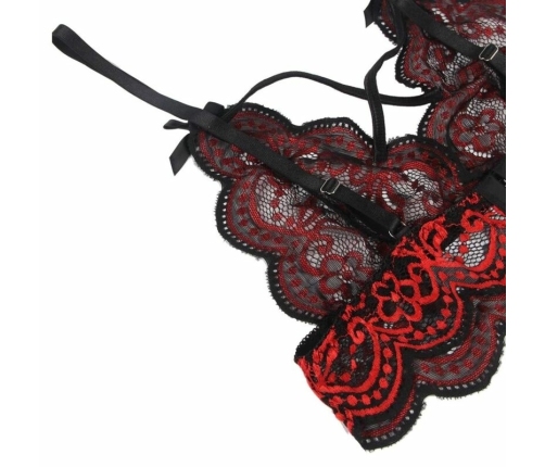 Subblime Two-Piece Lace Top & Panties Set S/M - Red & Black Elegance
