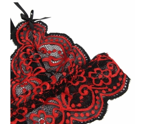 Subblime Two-Piece Lace Top & Panties Set S/M - Red & Black Elegance