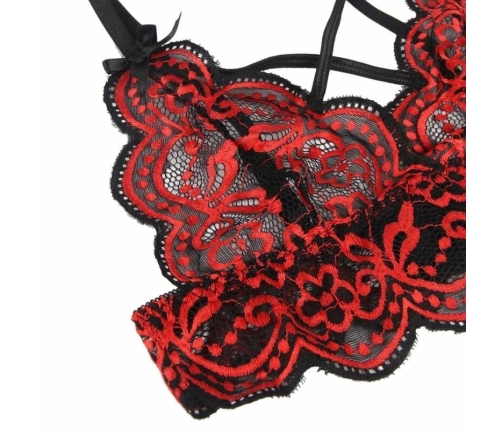 Subblime Two-Piece Lace Lingerie Set L/XL - Red & Black, Adjustable Fit