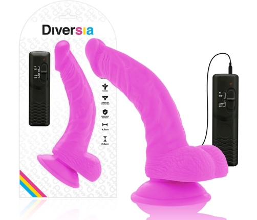 DIVERSIA - DILDO REALÍSTICO FLEXIBLE CON VIBRACIÓN LILA 21.5 CM -O- 4.5 CM
