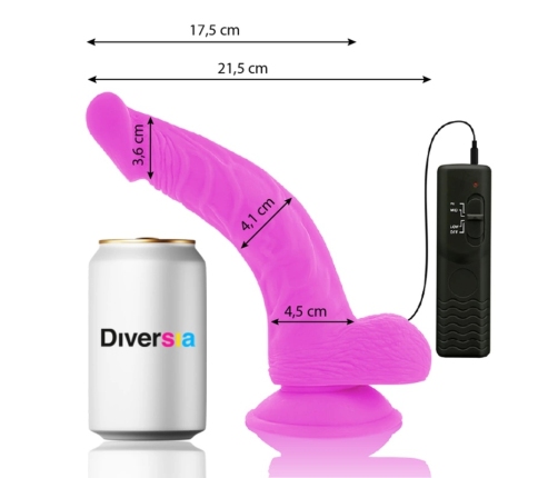 DIVERSIA - DILDO REALÍSTICO FLEXIBLE CON VIBRACIÓN LILA 21.5 CM -O- 4.5 CM