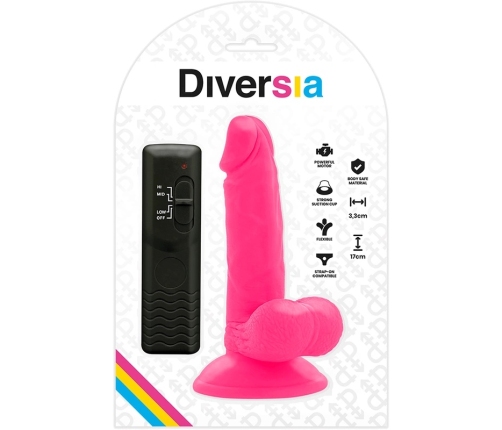 Diversia Flexible Vibrating Model Pink 17cm with Suction Cup & Remote