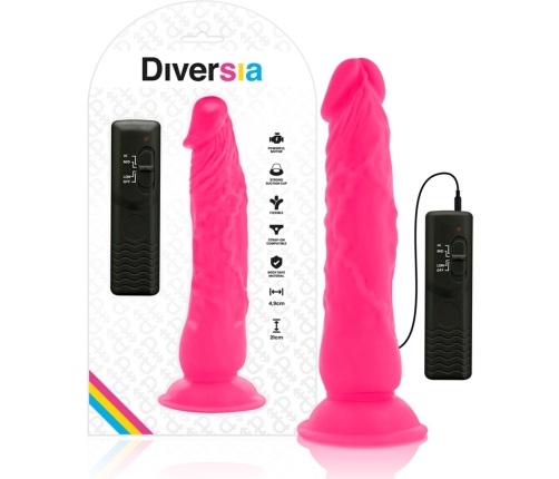DIVERSIA - DILDO REALÍSTICO FLEXIBLE CON VIBRACIÓN ROSA 21 CM -O- 4.9 CM