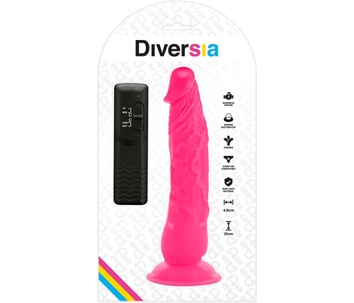 DIVERSIA - DILDO REALÍSTICO FLEXIBLE CON VIBRACIÓN ROSA 21 CM -O- 4.9 CM