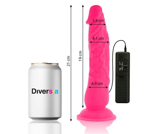 DIVERSIA - DILDO REALÍSTICO FLEXIBLE CON VIBRACIÓN ROSA 21 CM -O- 4.9 CM