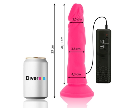 DIVERSIA - DILDO REALÍSTICO FLEXIBLE CON VIBRACIÓN ROSA 23 CM -O- 4.3 CM