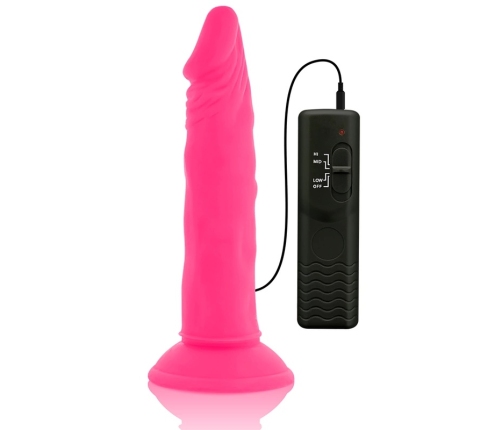 DIVERSIA - DILDO REALÍSTICO FLEXIBLE CON VIBRACIÓN ROSA 23 CM -O- 4.3 CM