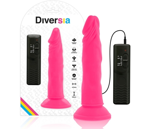 DIVERSIA - DILDO REALÍSTICO FLEXIBLE CON VIBRACIÓN ROSA 23 CM -O- 4.3 CM