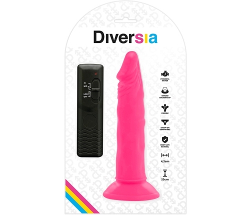 DIVERSIA - DILDO REALÍSTICO FLEXIBLE CON VIBRACIÓN ROSA 23 CM -O- 4.3 CM
