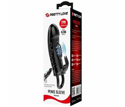 Pretty Love Sloane Black Extension Sleeve with Vibrating Rabbit System