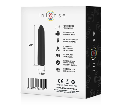 INTENSE Vibrating Bullet 10 Modes USB Rechargeable Compact 8.5cm