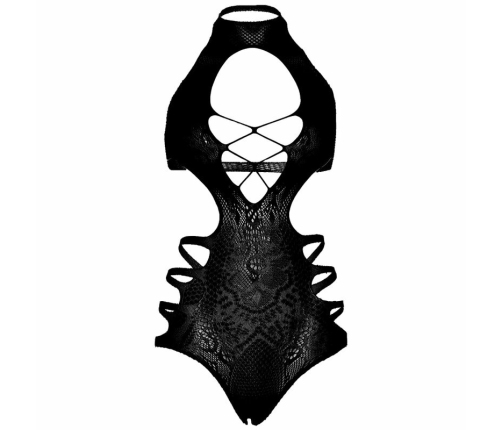 Leg Avenue Bodysuit Strappy Lace Cut-Out One Size Black