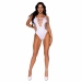 Leg Avenue Seamless Shredded Racerback Thong Bodysuit White One Size