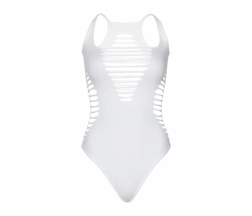 Leg Avenue Seamless Shredded Racerback Thong Bodysuit White One Size