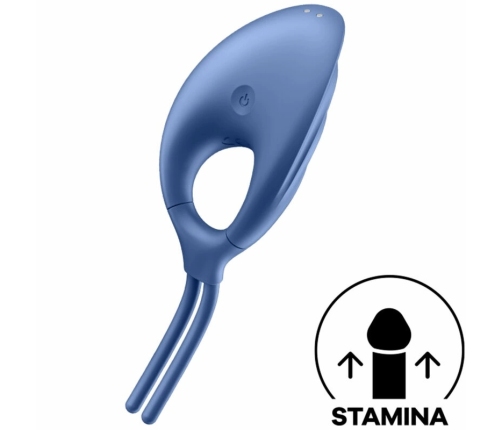 Satisfyer Swordsman Adjustable Vibrating Ring Blue - Waterproof Silicone