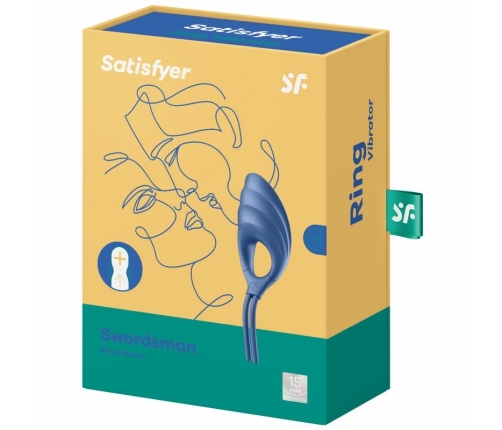 Satisfyer Swordsman Adjustable Vibrating Ring Blue - Waterproof Silicone