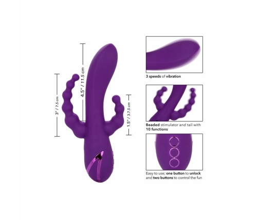 CalExotics Long Beach Bootylicious Purple Triple Action Massager Silicone