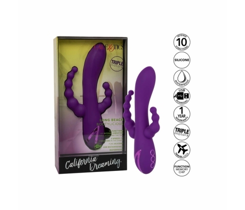 CalExotics Long Beach Bootylicious Purple Triple Action Massager Silicone