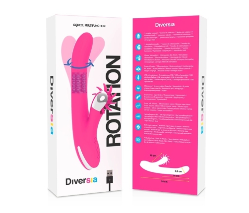 DIVERSIA Bunny Rotation Intimate Machine 24 cm USB Rechargeable Pink