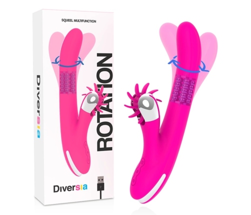 DIVERSIA Bunny Rotation Intimate Machine 24 cm USB Rechargeable Pink