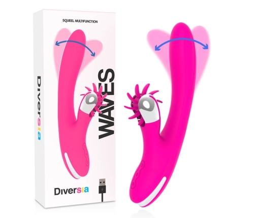 Diversia Bunny Waves 24 cm - Silicone Dual-Action Intimate Device USB Pink