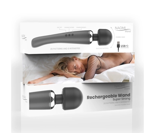 NAOMI Wand New Super Strong Massager Anthracite USB Rechargeable
