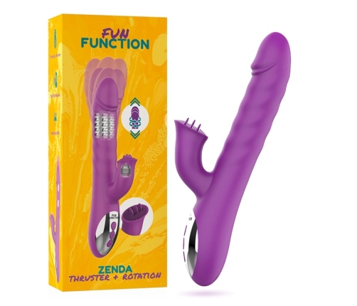 Fun Function Zenda Thruster & Rotation Dual-Action Silicone Device 24.5cm Purple