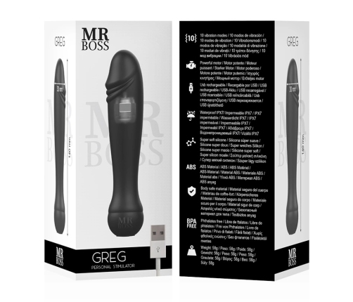 MR BOSS Greg Intimate Stimulator USB, 10 Modes, Soft Silicone, 14cm