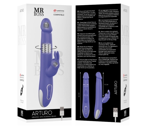 MR BOSS ARTURO Rotating Wireless Silicone Intimate Machine 24cm Watchme Compatible