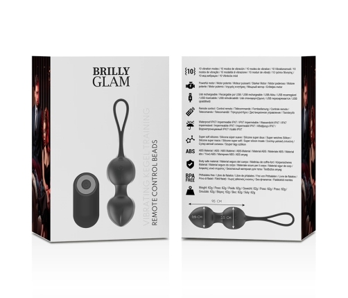 BRILLY GLAM Vibrating Kegel Trainer with Remote, 10 Modes, USB, 9.5 cm, Pink