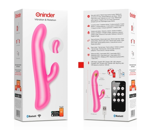 ONINDER Oslo Pink Dual-Action Massager with App & Rotation, Waterproof