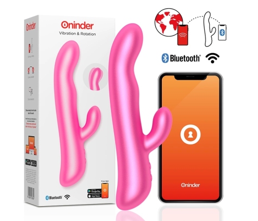 ONINDER Oslo Pink Dual-Action Massager with App & Rotation, Waterproof