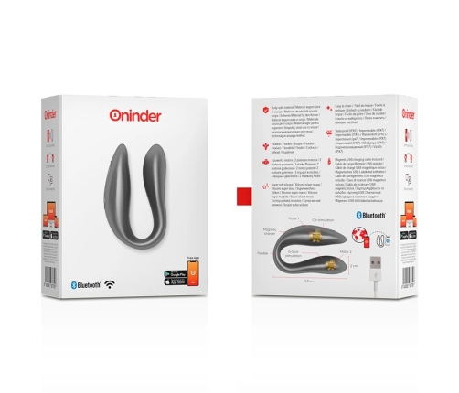 Oninder Lisboa Black Dual Motor App-Controlled Intimate Device, Waterproof
