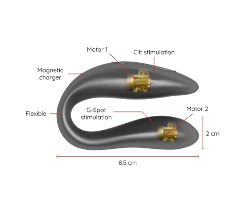 Oninder Lisboa Black Dual Motor App-Controlled Intimate Device, Waterproof