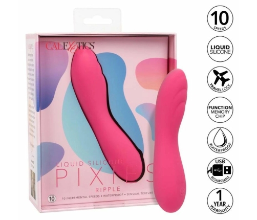CalExotics Pixies Ripple Pink - Dual-Sided Silicone Massager, 10 Speeds