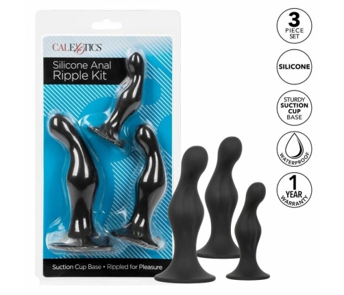 CalExotics Silicone Anal Ripple Kit - 3-Piece Graduated Set with Suction Base
