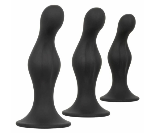 CalExotics Silicone Anal Ripple Kit - 3-Piece Graduated Set with Suction Base