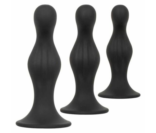 CalExotics Silicone Anal Ripple Kit - 3-Piece Graduated Set with Suction Base