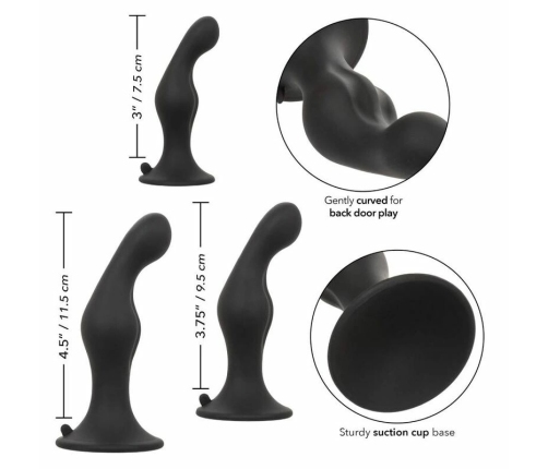 CalExotics Silicone Anal Ripple Kit - 3-Piece Graduated Set with Suction Base