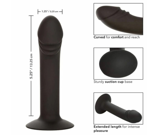 CalExotics Silicone Curved Intimate Device with Suction Base, Black